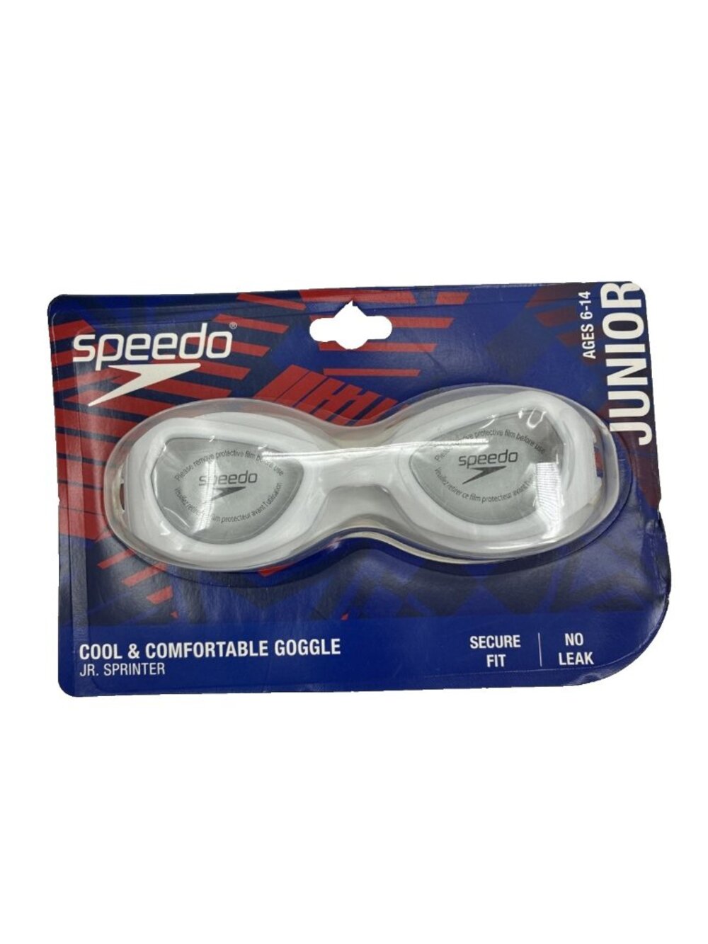 Speedo Junior Swim Goggles White Jr Sprinter Anti Fog No Leak Ages 6-14 New